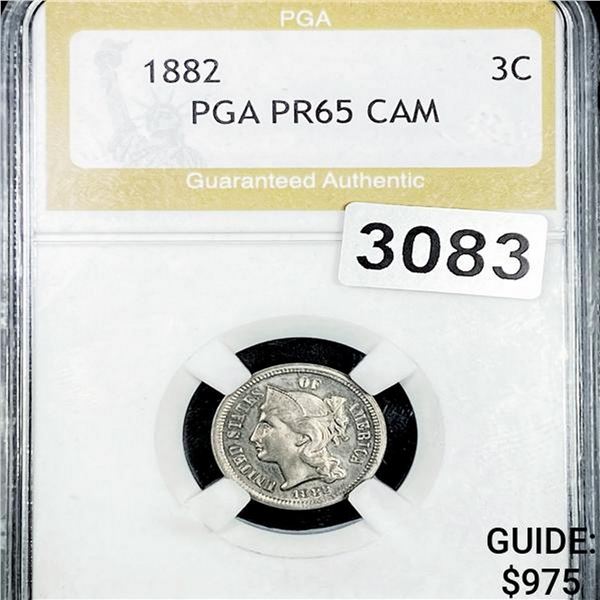 1882 Silver Three Cent PGA - PR65CAM