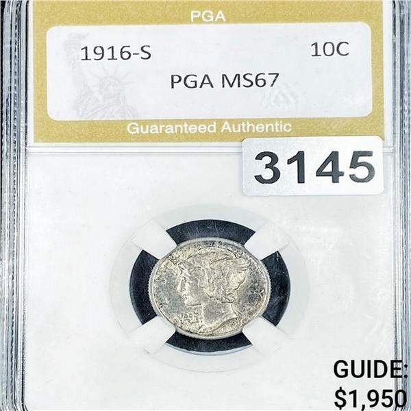 1916-S Mercury Dime PGA - MS67