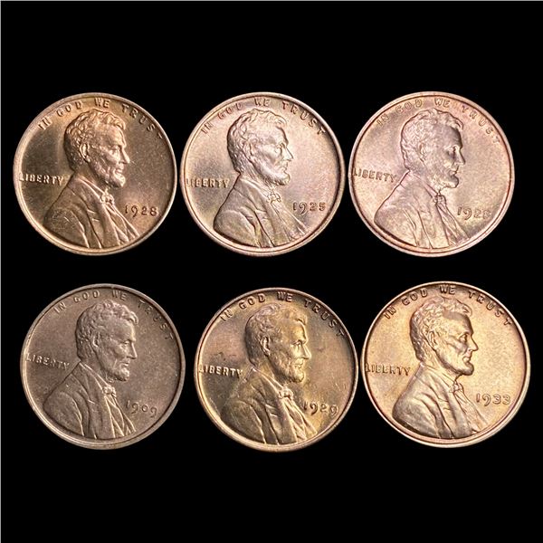 6 Wheat Cents GEM BU