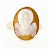 Image 4 : Vintage 14k Yellow Gold Bezel Set Carved Shell Cameo Ring w/ High Relief Angel