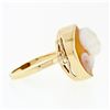 Image 5 : Vintage 14k Yellow Gold Bezel Set Carved Shell Cameo Ring w/ High Relief Angel
