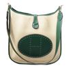 Image 1 : Hermes Green Canvas Leather Evelyn I Panama Crossbody Bag