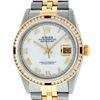 Image 2 : Rolex Mens 2 Tone MOP Roman & Ruby Channel Set Diamond Datejust Wristwatch