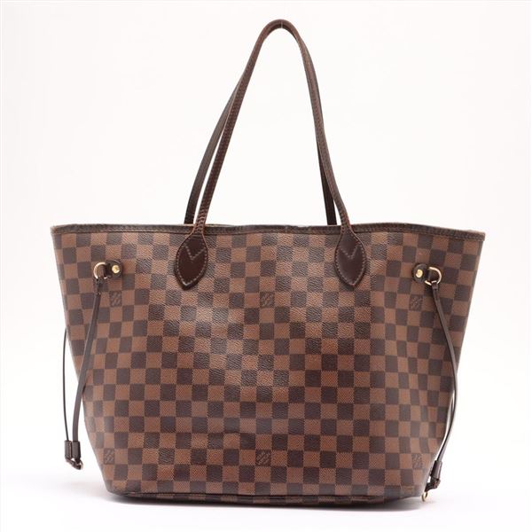 Louis Vuitton Damier Ebene Canvas Leather Neverfull MM Tote Bag