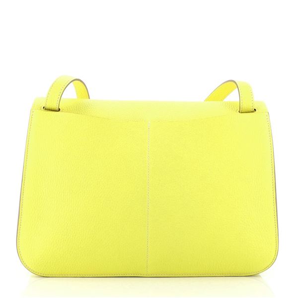 Hermes Yellow Clemence Leather Halzan 31 Handbag