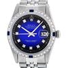 Image 2 : Rolex Mens Stainless Steel Blue Vignette Diamond & Sapphire Datejust Wristwatch