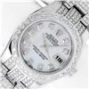 Image 1 : Rolex Ladies Stainless Steel Quickset Mother Of Pearl Full Diamond Datejust Wris