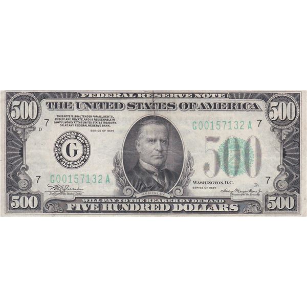 1934 $500 Federal Reserve Note