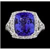 Image 2 : GIA Cert 8.38 ctw Tanzanite and Diamond Ring - 14KT White Gold