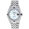 Image 2 : Rolex Mens Stainless Steel Diamond Lugs MOP Diamond & Sapphire Datejust Wristwat