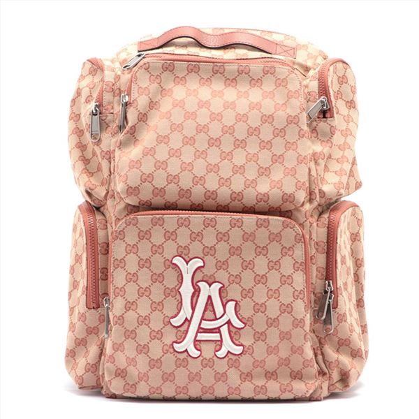 Gucci Rust Brown LA Angels GG Canvas Leather Backpack