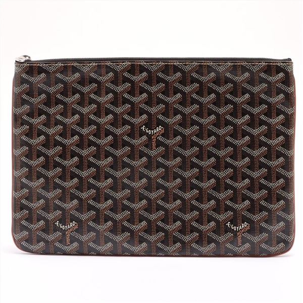 Goyard Black Goyardine Coated Canvas Senat MM Clutch