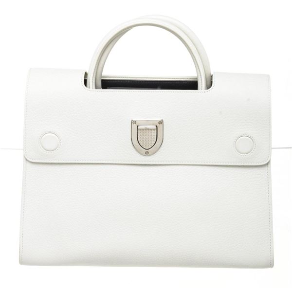 Christian Dior White Leather Flap Handbag