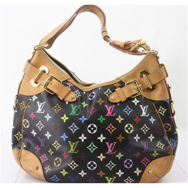 Louis Vuitton Black Multicolor Monogram Canvas Leather Greta Bag