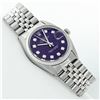 Image 3 : Rolex Mens Stainless Steel Purple Diamond 36MM Datejust Oyster Perpetual Wristwa