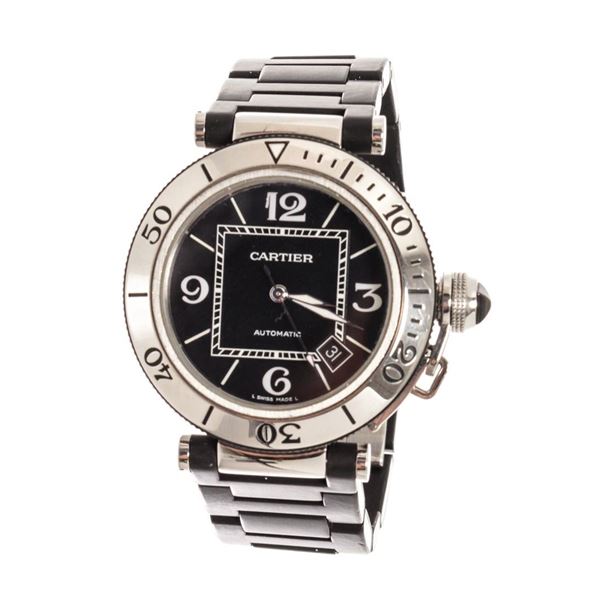 Cartier Black SS Pasha 40mm Watch
