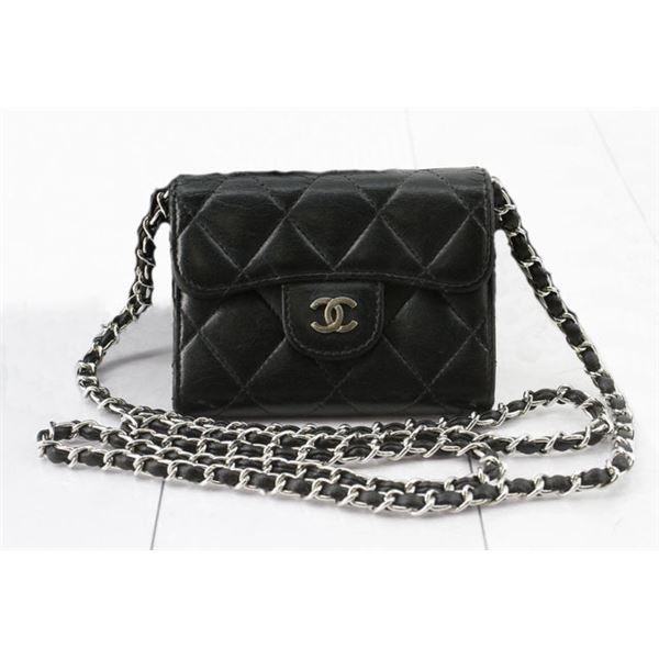 Chanel Classic Black Quilted Leather CC Mini Crossbody Bag