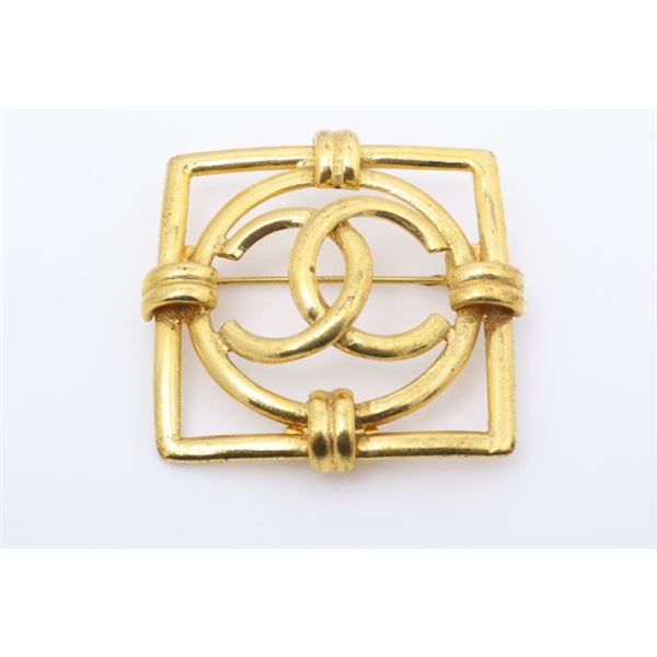 Chanel Gold-tone CC Square Brooch