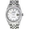 Image 2 : Rolex Mens Stainless Steel Mother Of Pearl Diamond Lugs Datejust Wristwatch