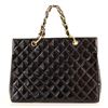 Image 2 : Chanel Vintage Black Quilted Patent Leather Grand Shopping Tote Bag