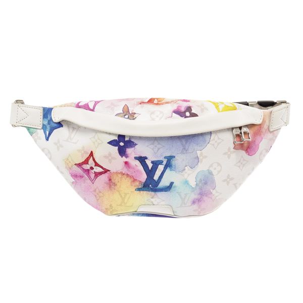 Louis Vuitton White Multicolor Watercolor Monogram Canvas Leather Discovery Bum
