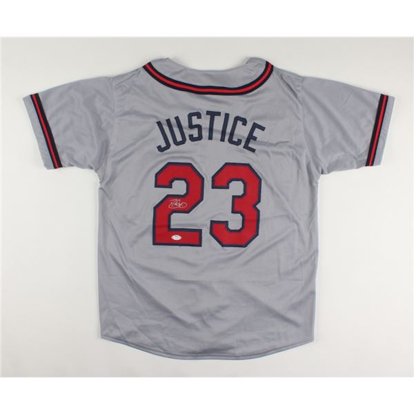 DAVID JUSTICE SIGNED ATLANTA BRAVES PRO STYLE JERSEY (PSA COA)