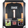 Image 1 : Ja'Marr Chase Signed 35x43 Custom Framed Jersey Display (Beckett)