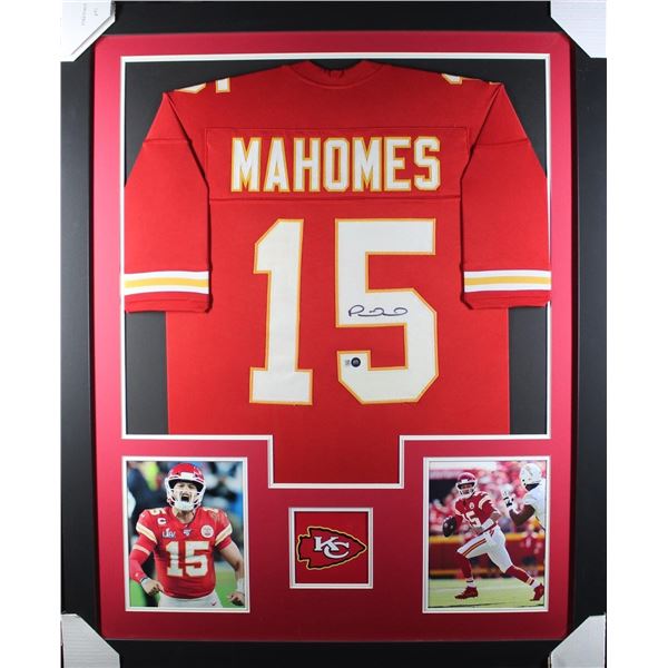 Patrick Mahomes Signed 35x43 Custom Framed Jersey Display w/ COA