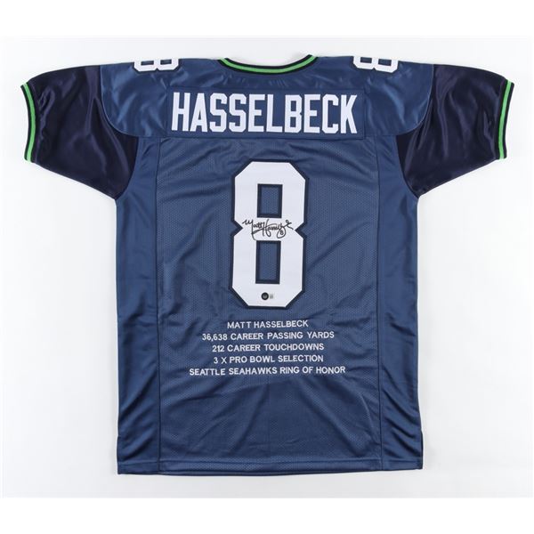 MATT HASSELBECK SIGNED SEAHAWKS CAREER STATS JERSEY (BECKETT)