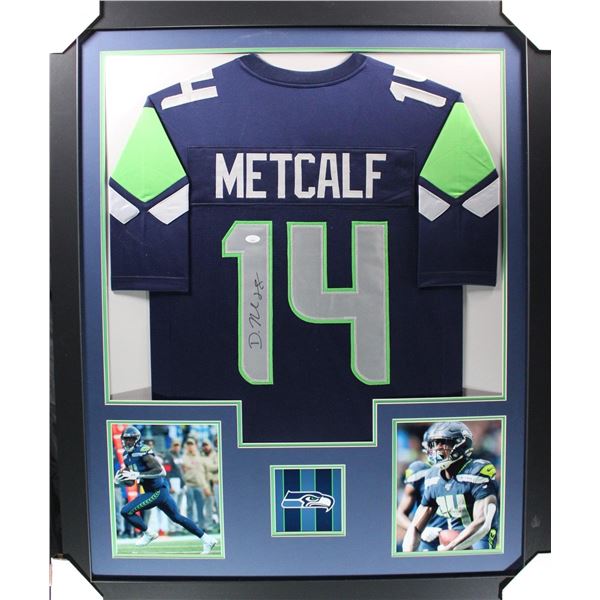 D.K Metcalf Signed 35x43 Custom Framed Jersey Display (JSA)