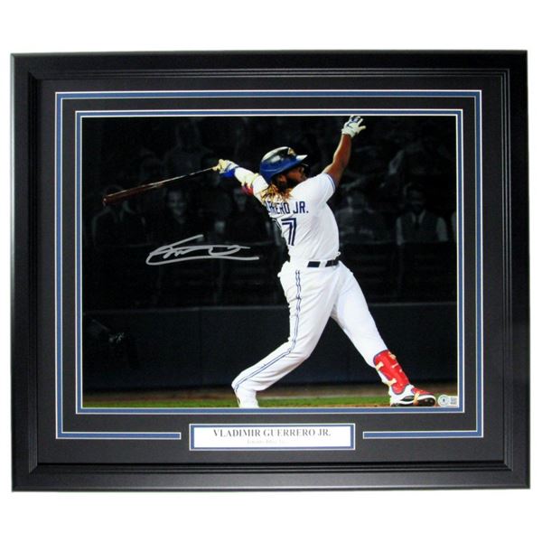 Vladimir Guerrero Jr. Signed Blue Jays 22x26 Custom Framed Photo Display (Beckett)
