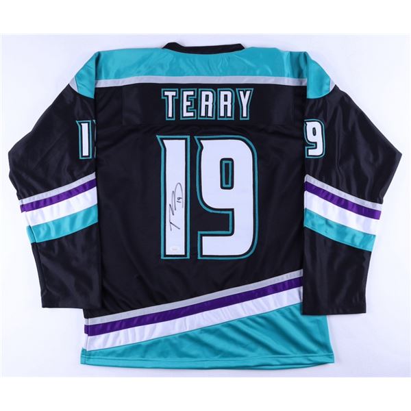 TROY TERRY SIGNED ANAHEIM DUCKS PRO STYLE HOCKEY JERSEY (JSA COA)