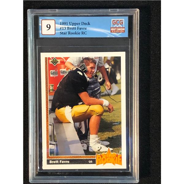 1991 UPPER DECK NO. 13 BRETT FAVRE STAR ROOKIE (GCG 9)