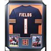 Image 1 : Justin Fields Signed 35x43 Custom Framed Jersey Display (JSA)
