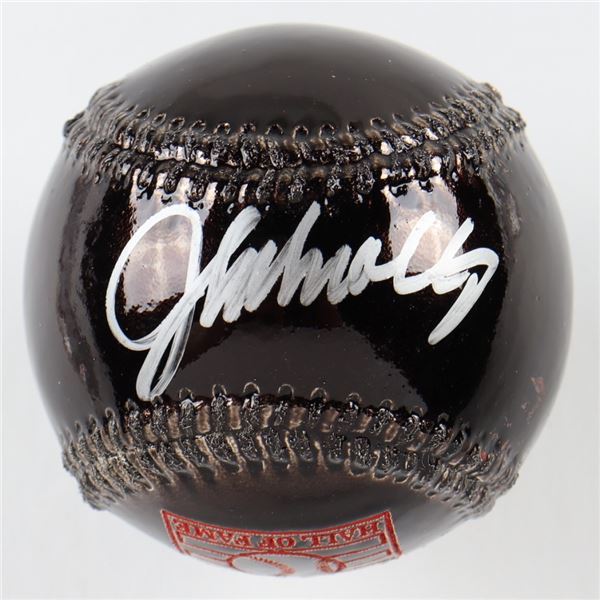 JOHN SMOLTZ SIGNED BLACK COOPERSTOWN BASEBALL (BECKETT COA)