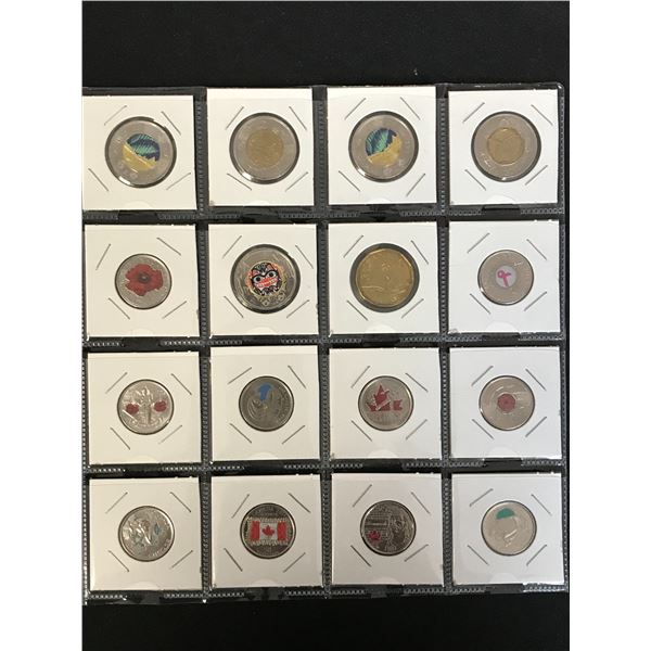 LOT OF CANADIAN LTD EDITION COLOUR COINS ( GLOW IN THE DARK TOONIES)