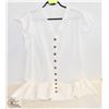 Image 1 : NEW WHITE COTTON SEMI SHEAR BUTTON UP DRESS SZ L