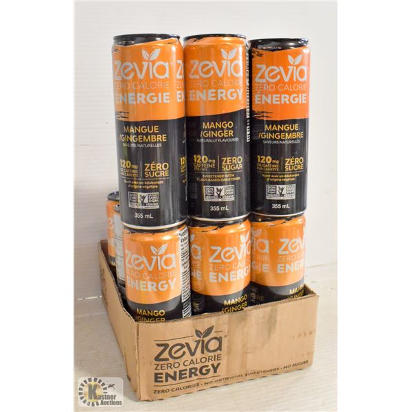 12 PK OF ZEVIA ZERO CAL ENERGY DRINK MANGO GINGER