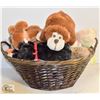 WICKER BASKET OF TY, ANNE GEDDE PLUSHES