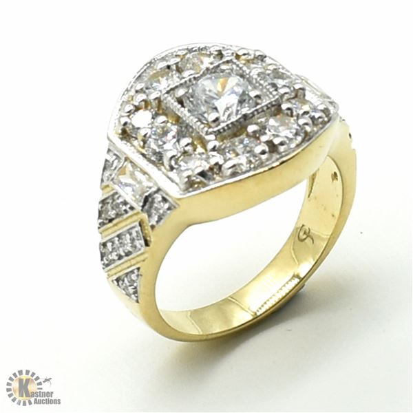 SV-59 GOLD PLATED SIL CZ(3.1CT) RING SIZE 10