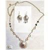 VINTAGE PERUVIAN BLACK ONYX COIN NECKLACE&EARRINGS