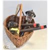 Image 1 : WICKER FLOWER BASKET & SOLAR LIGHTS SET