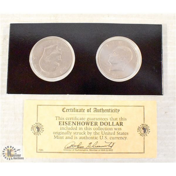 2 USA 1971/72 EISENHOWER BU $1 DOLLAR COINS