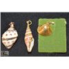 Image 1 : THREE 14K GOLD DIPPED SHELL PENDANTS