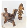 Image 1 : SET OF 2 WOOD CARVED TIKI STATUE ORNAMENTS