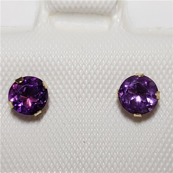 JP747-183 10K YELLOW GOLD AMETHYST(0.5CT)EARRINGS