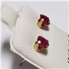 Image 2 : JP747-186 10K YELLOW GOLD RUBY EARRINGS