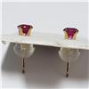 Image 3 : JP747-186 10K YELLOW GOLD RUBY EARRINGS