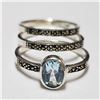 Image 1 : JP747-180 SILVER 3 STACKINGS BLUE TOPAZ MARCASITE