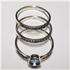 Image 2 : JP747-180 SILVER 3 STACKINGS BLUE TOPAZ MARCASITE